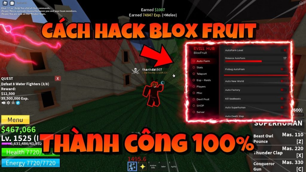 Cách hack trái ác quỷ trong Blox Fruit thành công 100%